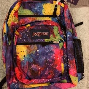 NWT large Jansport rainbow paint splatter